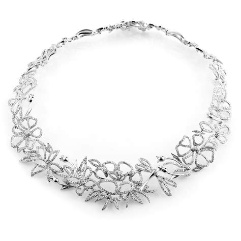 gucci 18k white gold diamond floral choker|Gucci Diamond Gold Floral Choker Necklace .